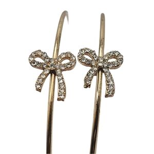 Rhinestone Bow Hoop Earrings